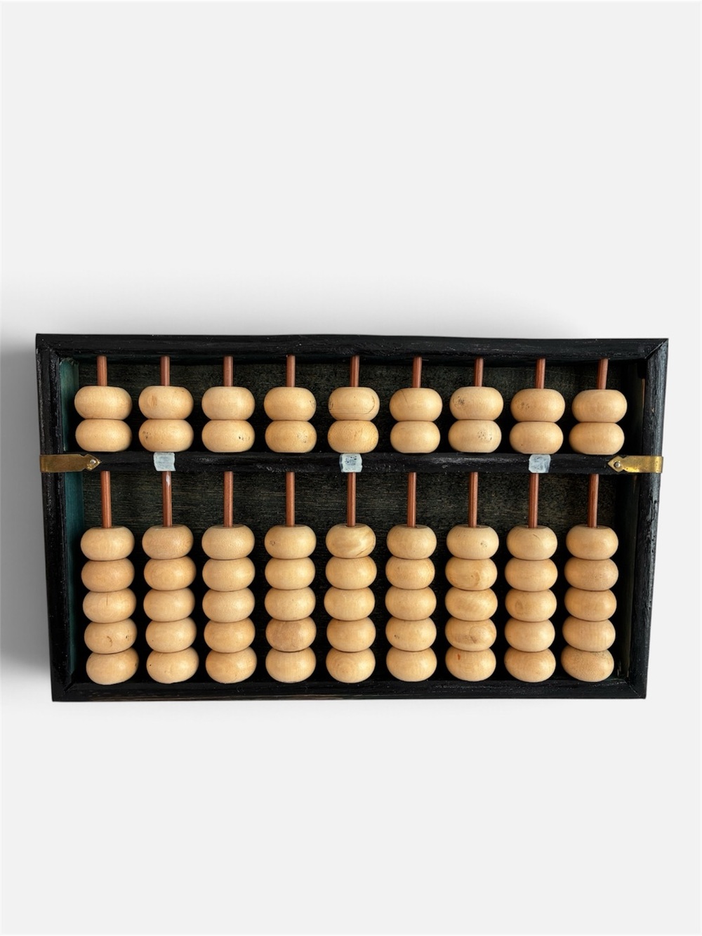 Vintage Daruma Abacus Soroban Japan 9 Row Wood 2x5 Layout 63 Beads 8”x5”
